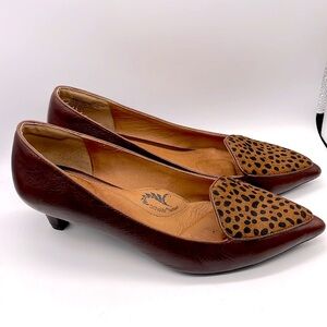 Sofft Pumps low heel leather with cow hair accent Sz 10 W Brown